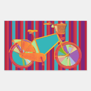 bicycle - biking + bike rechthoekige sticker