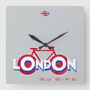 bicycle - biking + bike vierkante klok