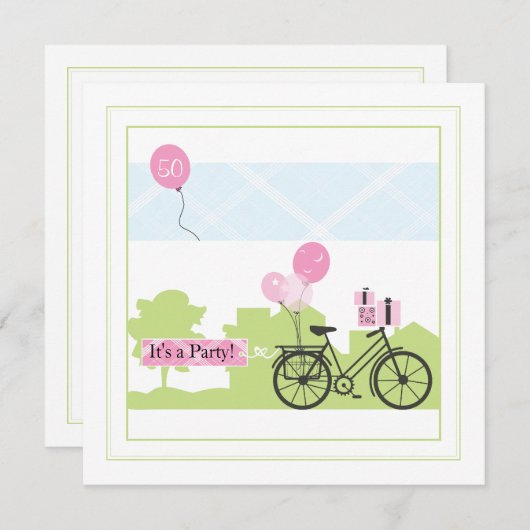 Bicycle Birthday Party Invitation Kaart (Voorkant / Achterkant)