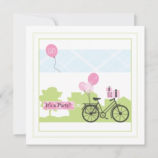 Bicycle Birthday Party Invitation Kaart (Voorkant)