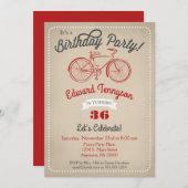 Bicycle Birthday Uitnodiging Mannen Boys  Bike (Voorkant / Achterkant)