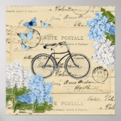  Bicycle Blue Hydrangeas Paris Art Poster (Voorkant)