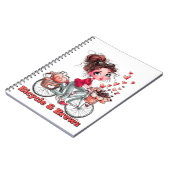Bicycle & Brews Cute Coffee Girl Spiral Notebook Notitieboek (Linkerzijde)