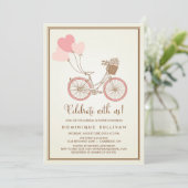  BICYCLE BRIDAL SHOWER INVITATIE PINK BICYCLE KAART (Staand voorkant)