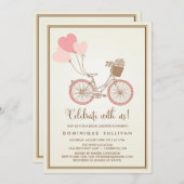  BICYCLE BRIDAL SHOWER INVITATIE PINK BICYCLE KAART (Voorkant / Achterkant)