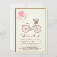 BICYCLE BRIDAL SHOWER INVITATIE PINK BICYCLE