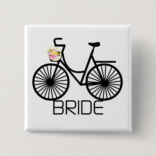 Bicycle Bride Tshirts en Gifts Vierkante Button 5,1 Cm (Voorkant)