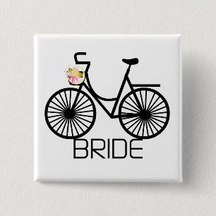 Bicycle Bride Tshirts en Gifts Vierkante Button 5,1 Cm