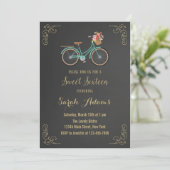 Bicycle Chalkboard Sweet Sixteen Uitnodiging (Staand voorkant)