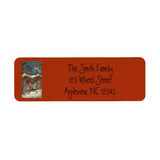 Bicycle Christmas Holiday Address Label (Voorkant)