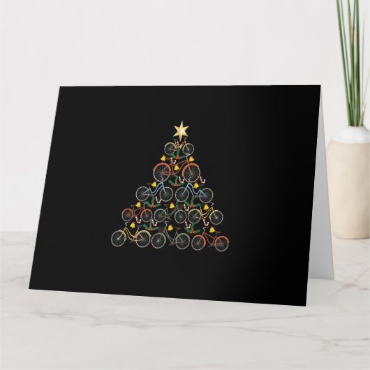 Bicycle Christmas Tree Funny Biker Bicyclist Xmas Kaart (Voorkant)