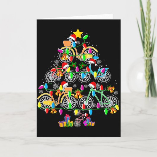 Bicycle Christmas Tree Funny Santa Bicycle Lover B Kaart (Voorkant)
