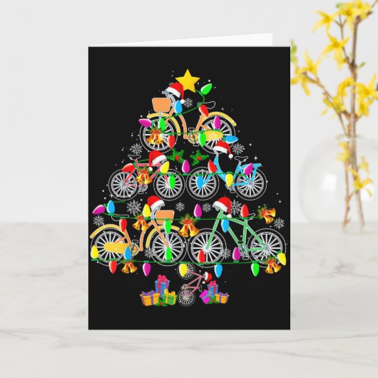 Bicycle Christmas Tree Funny Santa Bicycle Lover B Kaart (Gele Bloem)