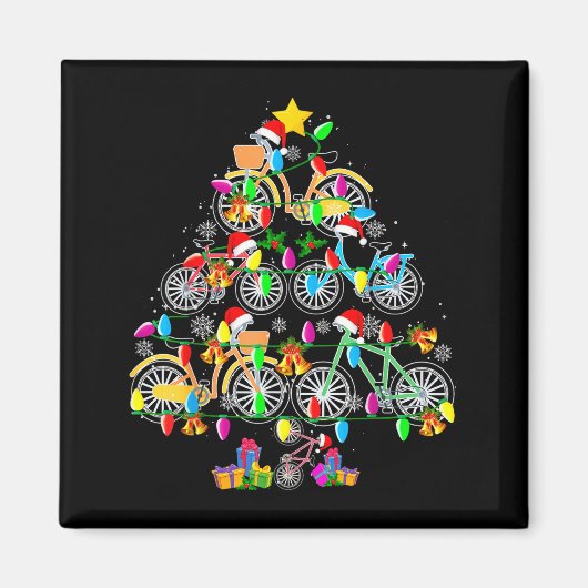 Bicycle Christmas Tree Funny Santa Bicycle Lover B Magneet (Voorkant)