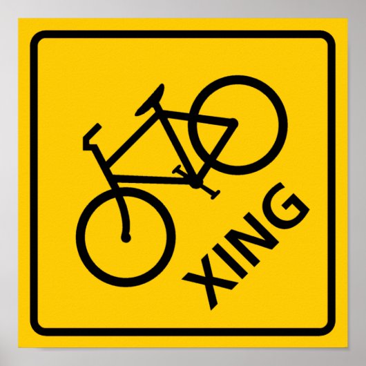 Bicycle Crossing Highway Sign Poster (Voorkant)