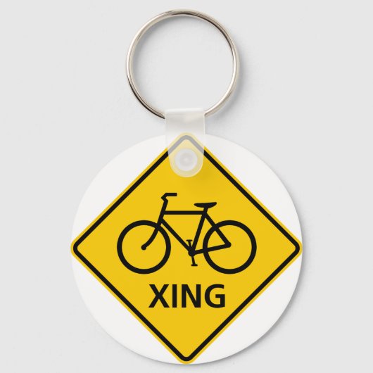 Bicycle Crossing Highway Sign Sleutelhanger (Voorkant)
