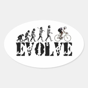 Bicycle Cycling Bike Riding Evolution Sports Art Ovale Sticker