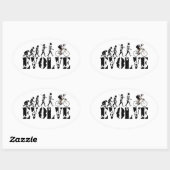 Bicycle Cycling Bike Riding Evolution Sports Art Ovale Sticker (Vel)