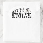 Bicycle Cycling Bike Riding Evolution Sports Art Ovale Sticker (Tas)