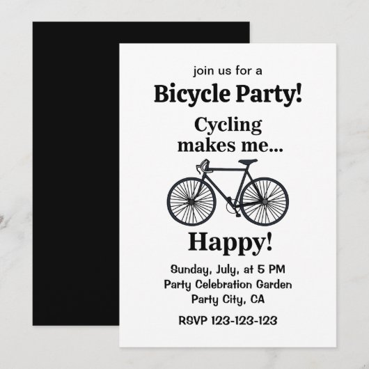 Bicycle Cycling Biking Party Kaart (Voorkant / Achterkant)