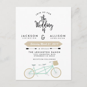 Bicycle Duo Wedding Invite Uitnodiging Briefkaart