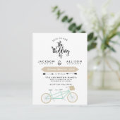 Bicycle Duo Wedding Invite Uitnodiging Briefkaart (Staand voorkant)