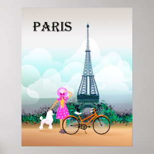 Bicycle Eiffel Tower Paris Frankrijk Poster