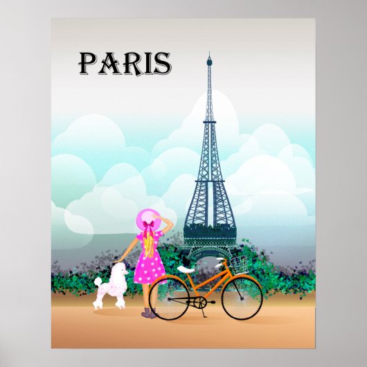 Bicycle Eiffel Tower Paris Frankrijk Poster (Voorkant)