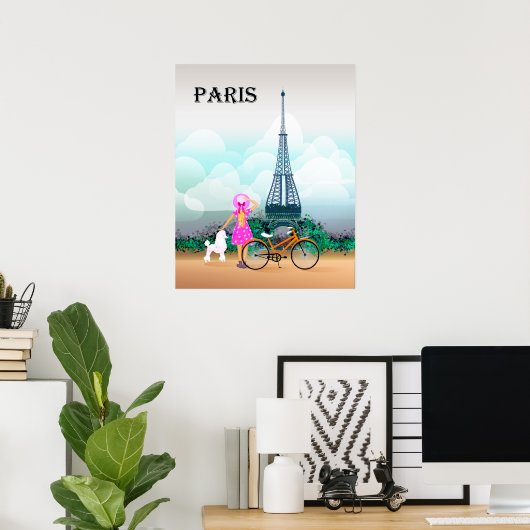 Bicycle Eiffel Tower Paris Frankrijk Poster (Thuiskantoor)