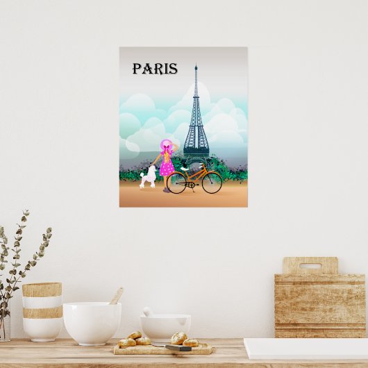 Bicycle Eiffel Tower Paris Frankrijk Poster (Keuken)