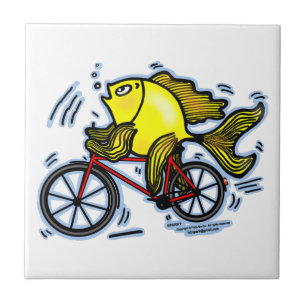 BICYCLE FISH grappig cadeau voor Sparky cartoon Tegeltje