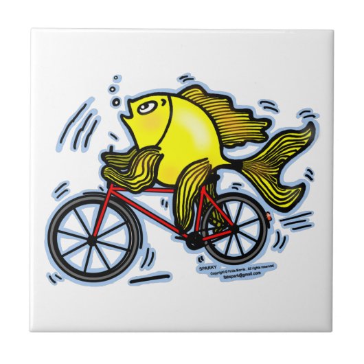 BICYCLE FISH grappig cadeau voor Sparky cartoon Tegeltje (Voorkant)