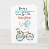 Bicycle floral basket whimsical ballon birthday ca kaart (Voorkant)