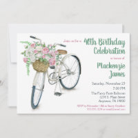 Bicycle Floral Birthday Invitation Rozen