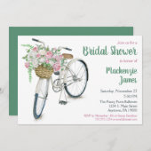 Bicycle Floral Bridal Shower Kaart (Voorkant / Achterkant)