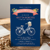 Bicycle Floral Navy Blue Girly Graduparty Kaart