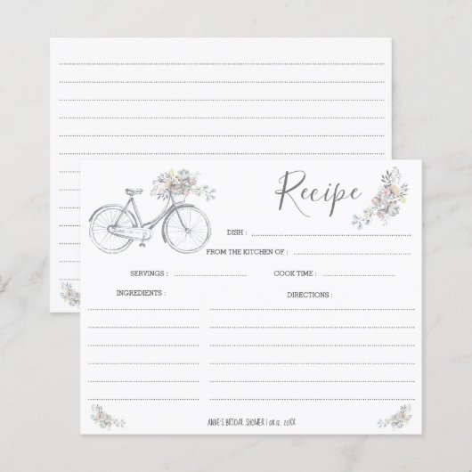 Bicycle Floral Recipe Kaart (Voorkant / Achterkant)