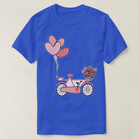 Bicycle Flower Heart Valentijnsdag Cute VDay Paja T-shirt (Design voorkant)