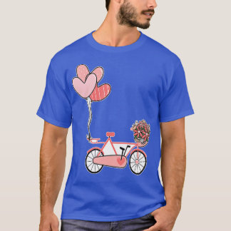 Bicycle Flower Heart Valentijnsdag Cute VDay Paja T-shirt