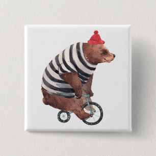 Bicycle Fun-Beer Vierkante Button 5,1 Cm