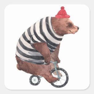 Bicycle Fun-Beer Vierkante Sticker