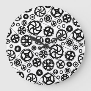 Bicycle Gears Black White Bike Cyclist Grote Klok