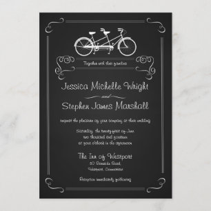 Bicycle Gebouwd voor 2 Chalkboard Wedding-uitnodig Kaart