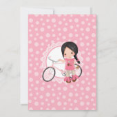 Bicycle Girl Birthday Invitation - Black Hair Kaart (Achterkant)