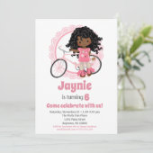 Bicycle Girl Birthday Uitnodiging Afrikaans-Amerik (Staand voorkant)