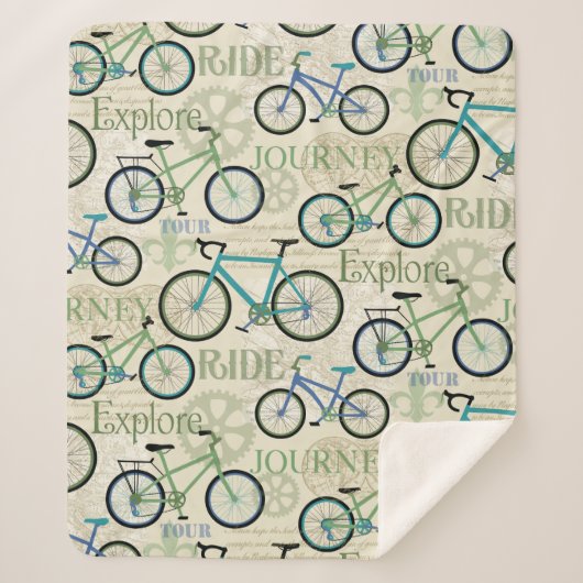 Bicycle Journey Sherpa Blanket Deken (Voorkant)