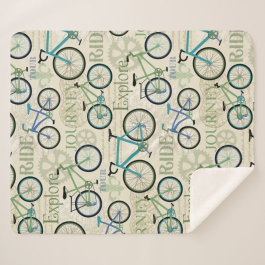 Bicycle Journey Sherpa Blanket Deken (Voorkant (horizontaal))