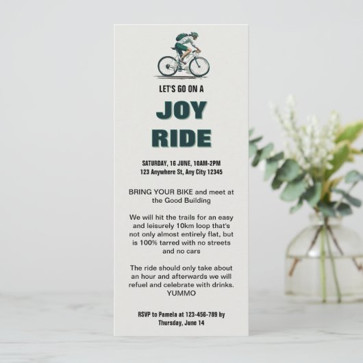 Bicycle Joy Ride Invitation Kaart (Staand voorkant)