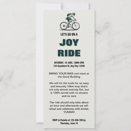 Bicycle Joy Ride Invitation Kaart (Voorkant)