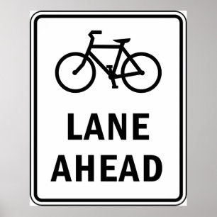 Bicycle Lane Ahead-teken Poster
